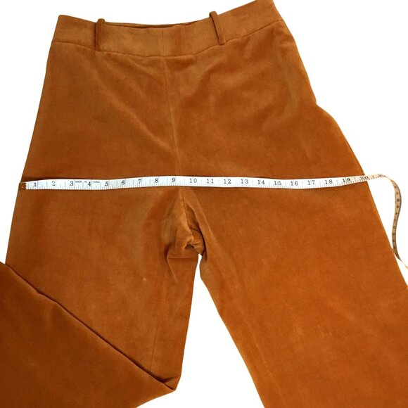 Zenobia Women Rust Burnt Orange High Rise Velvet Fully Lined Luxury Pants Zip  8 - Picture 6 of 12